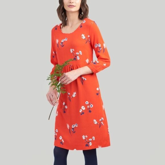 Joules Dresses & Skirts - Joules Alison Red Sheath Dress Floral 3/4 Sleeve